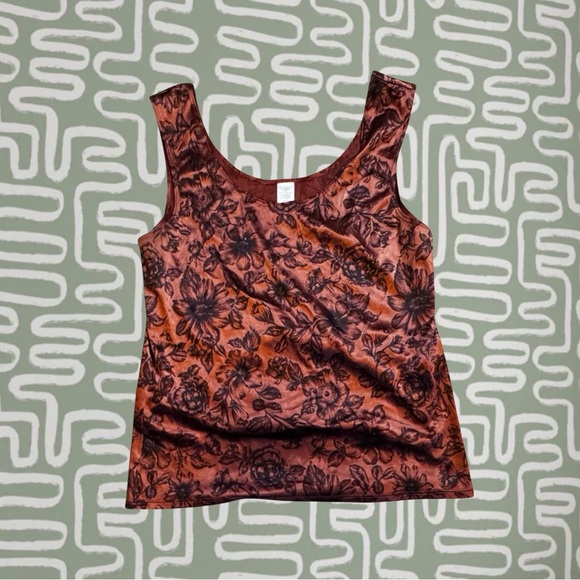 Delicates Floral Copper Tank Top Sz Medium - Picture 2 of 5